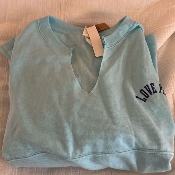 Victoria's Secret PINK Blue W/Logo Varsity Notch Sweatshirt, size XS , NWT - Picture 5 of 9